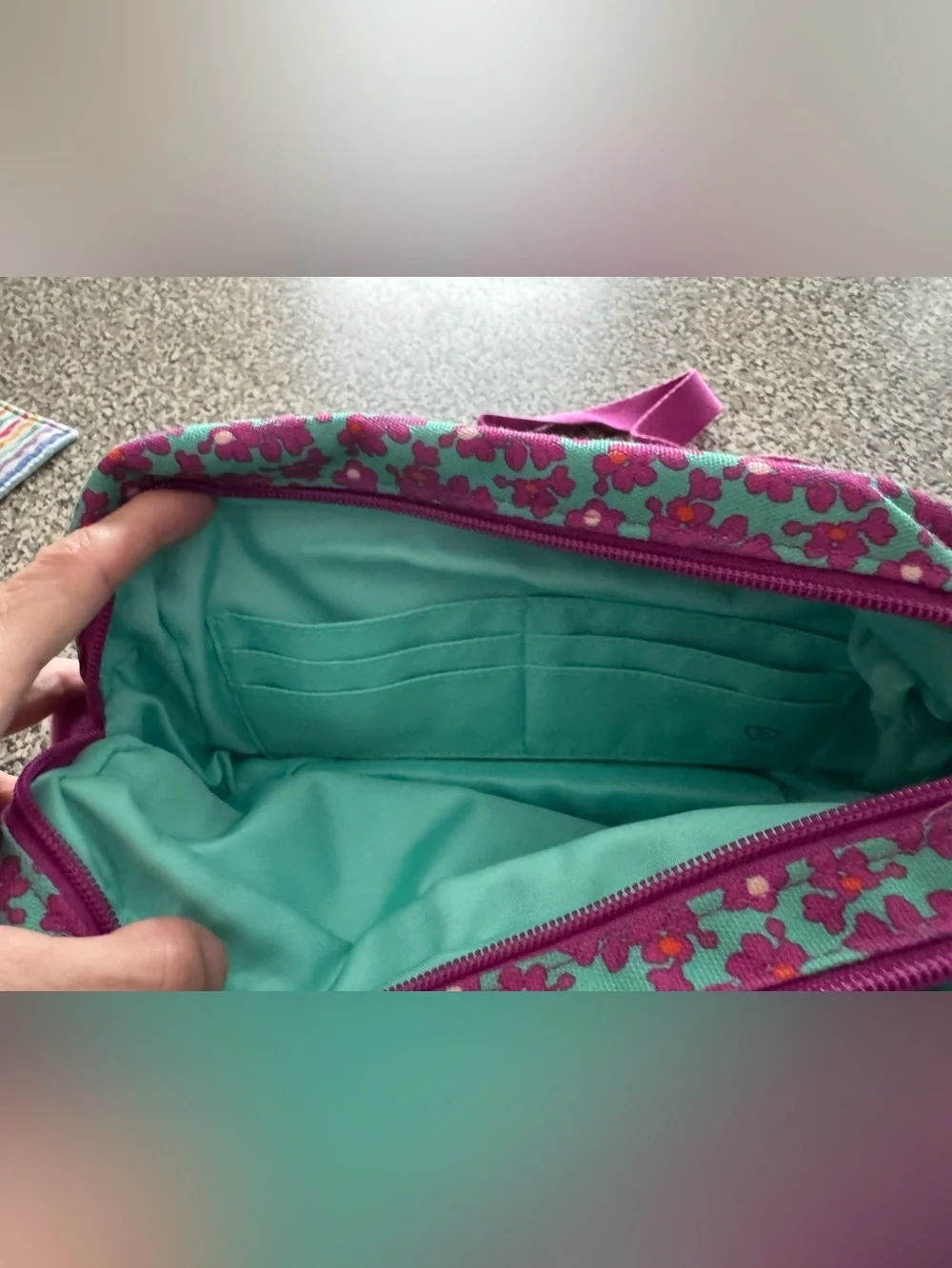 Vera Bradley Pink and Aqua Floral Cosmetic Wristlet